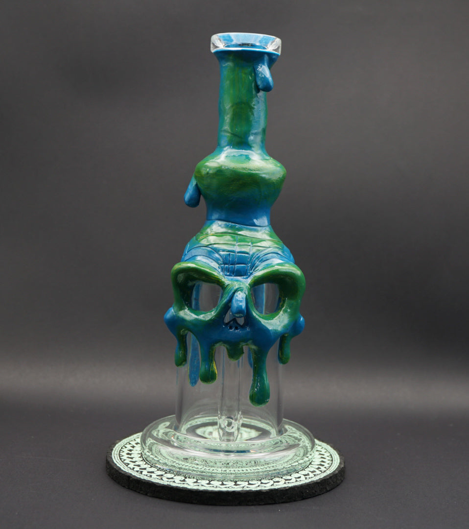 Melted Skull Dab Rig – Handgefertigtes Glasrig mit Totenkopf-Design (22 cm | NS 14 mm)