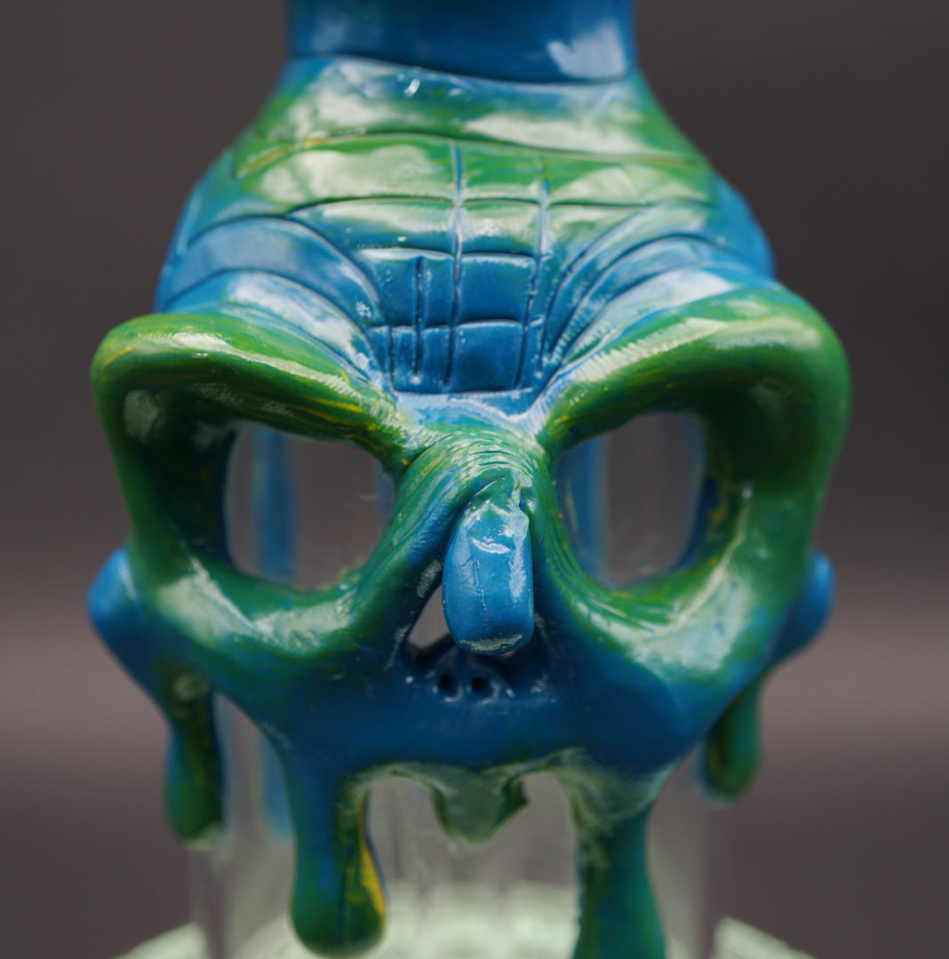 Melted Skull Dab Rig – Handgefertigtes Glasrig mit Totenkopf-Design (22 cm | NS 14 mm)