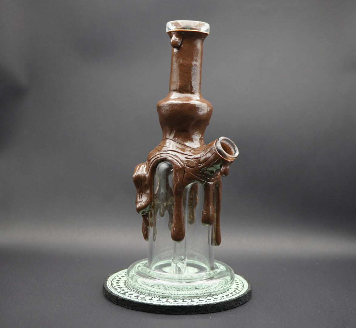 Melted Skull Dab Rig – Pipa de Vidrio Artesanal con Calavera Fundida (22 cm | NS 14 mm)