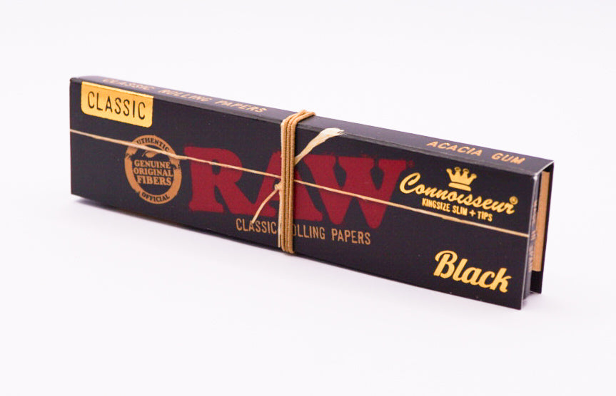 Raw Long papers king size slim black edition mit Tips