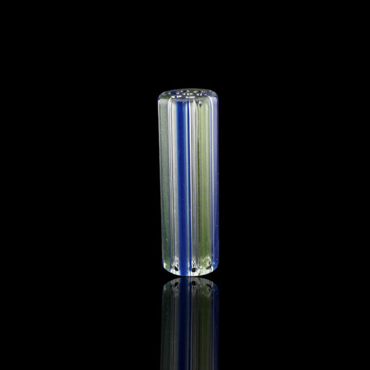 Blazing Blue Glass Aurora Ridge collector glass tip with blue and green accents