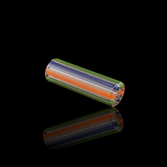 Blazing Blue Glass Coral Tide collector glass tip featuring blue green and orange accents