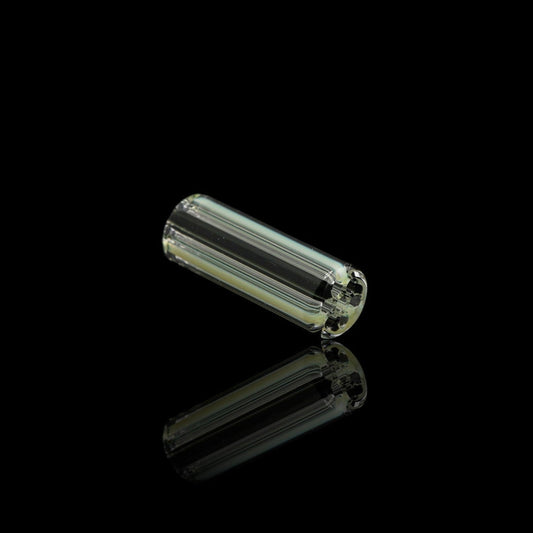 Blazing Blue Glass Obsidian Ghost collector glass tip with black sparkle core and clear glass design