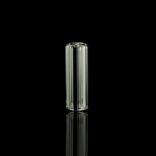 Front view of the Blazing Blue Glass Obsidian Ghost collector glass tip with 7-hole design