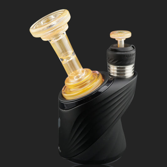 Handmade Golden Apple Puffco glass attachment by Glass by Yeti