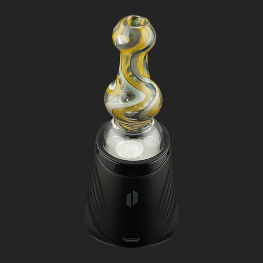 Front view of the Mind Blowing Glass Silver Nectar Dry Top for Puffco Peak and Peak Pro