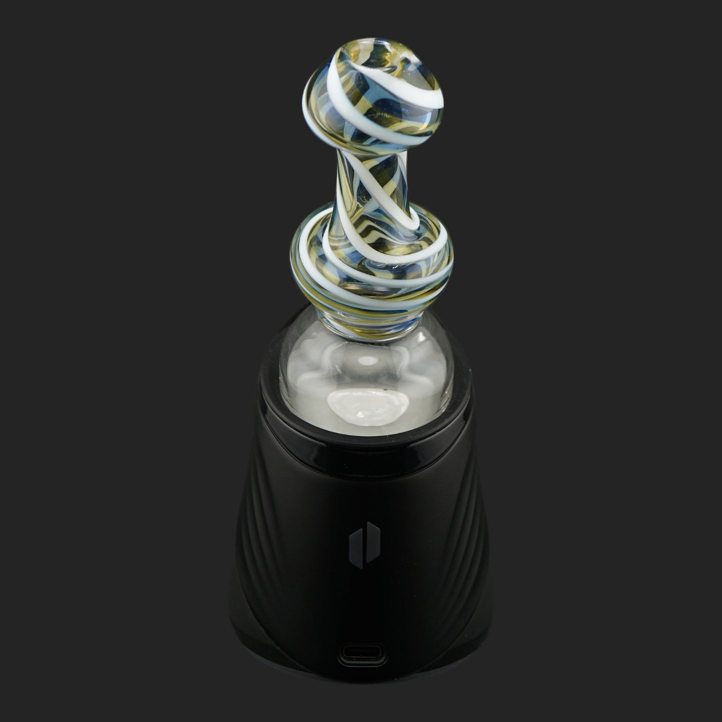 Mind Blowing Glass UV Helix Dry Top for Puffco Peak Pro with white spiral linework