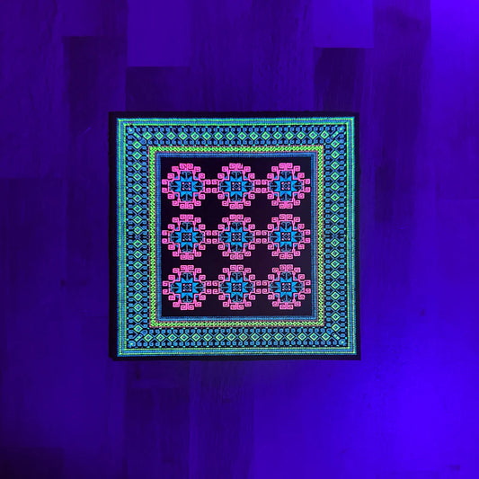 Basel Bitcarpet 5 moodmat with UV reactive glow in the dark screen print