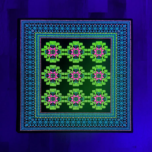 Basel Bitcarpet 8 moodmat with UV reactive glow in the dark screen print