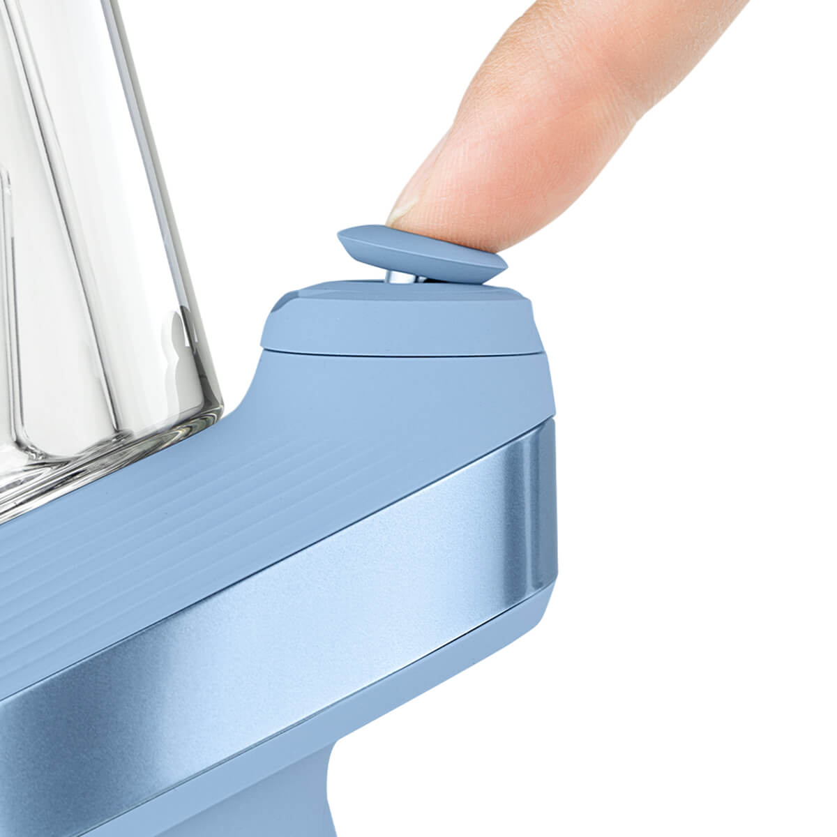 Puffco new peak sky mit Finger auf chamber