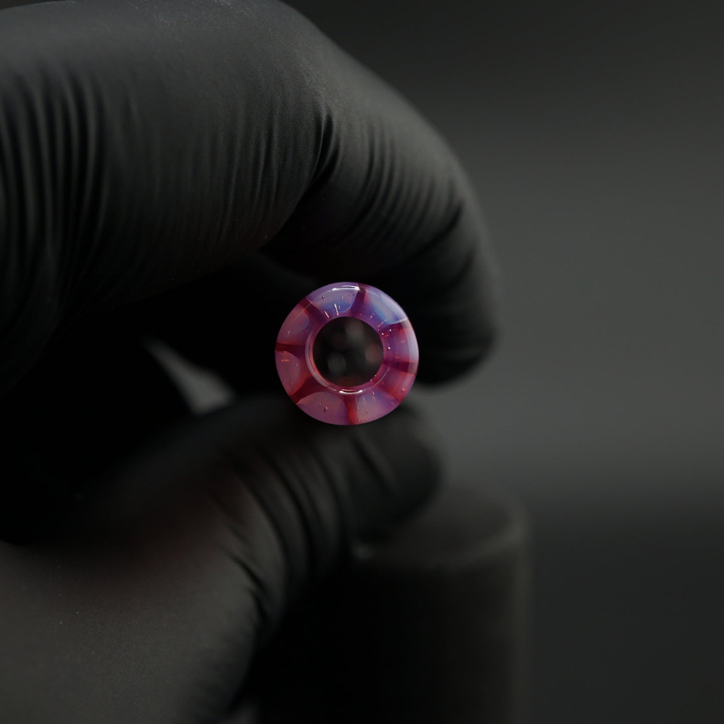 Translucent pink and purple borosilicate glass filter tip
