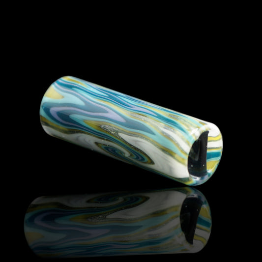 Tyeglassarts Polar Lagoon handmade borosilicate glass tip with black Rotini filter