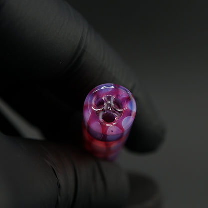 Triple hole pink glass tip by Steve H for smooth airflow