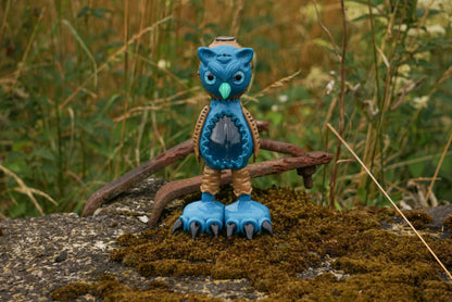 Blue Owl Dab Rig – Handgefertigtes Eulen-Rig aus Glas & Ton
