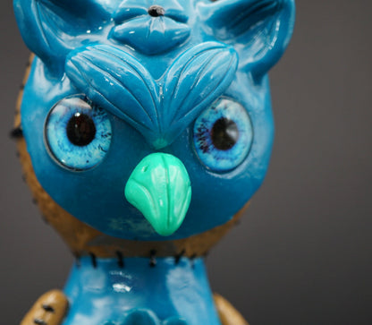 Blue Owl Dab Rig – Handgefertigtes Eulen-Rig aus Glas & Ton