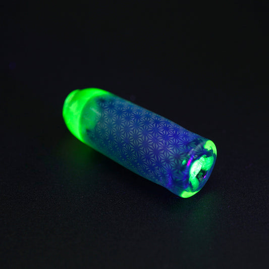 Hefe Glass glazen tip 11,5 mm met groene UV glow en blauw pattern