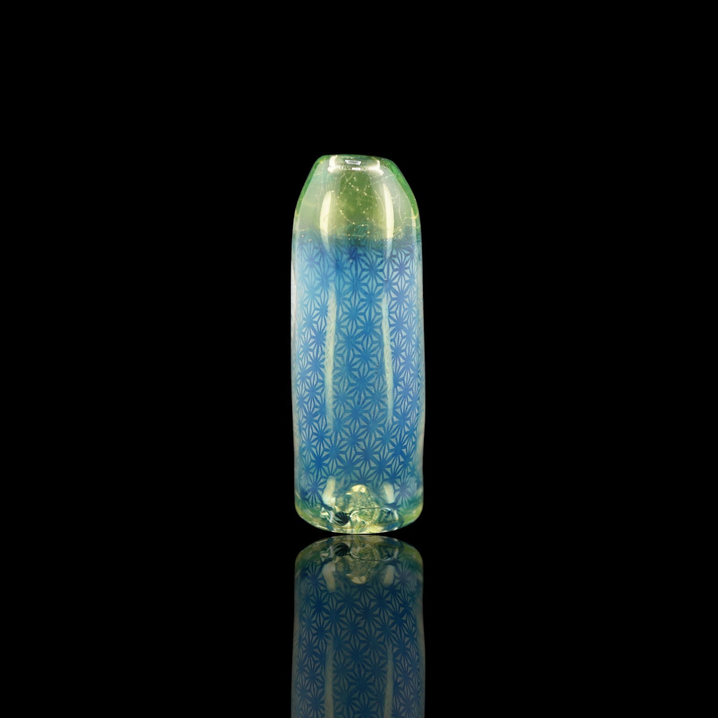 Hefe Glass glazen tip 11,5 mm met groene UV glow en blauw pattern