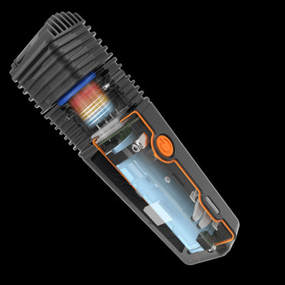 Storz und Bickel Veazy schwarz dargestellt ls transparente Innenansicht von der Seite