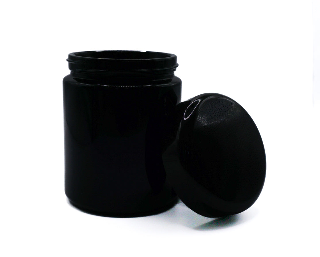 250ml UV-Glas zur Cannabis Aufbewahrung von Etikett