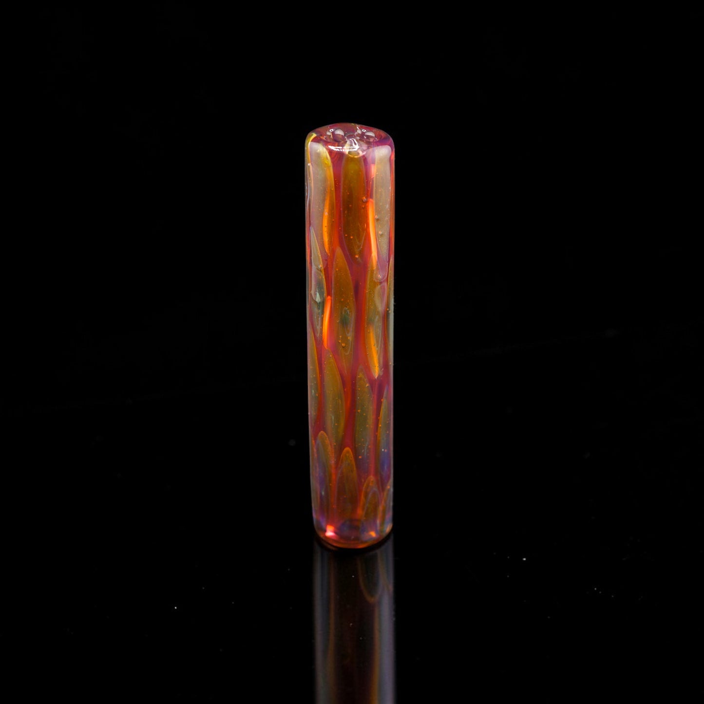 Amber and pink handmade glass filter tip by Steve H