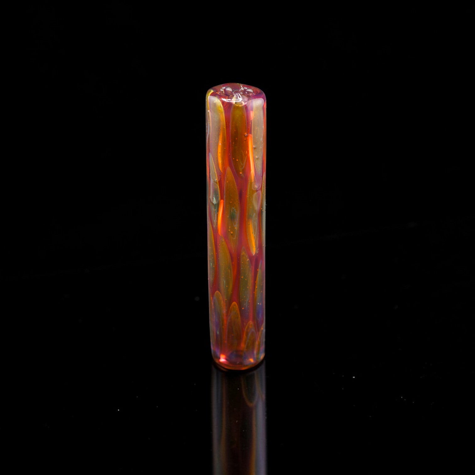 Amber and pink handmade glass filter tip by Steve H