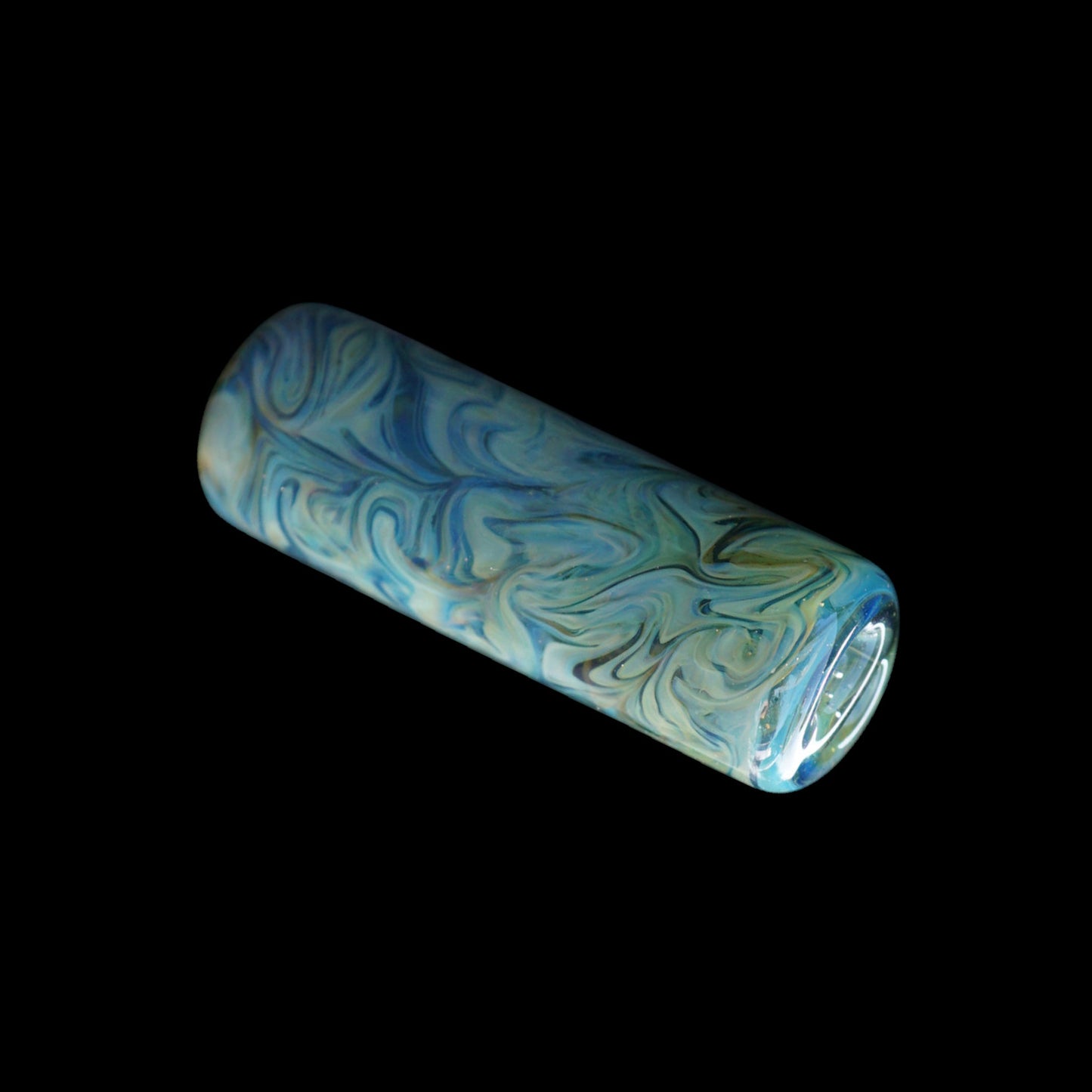 Handgefertigter Aqua Stardust Glasfilter mit einmaligem Glitzermuster