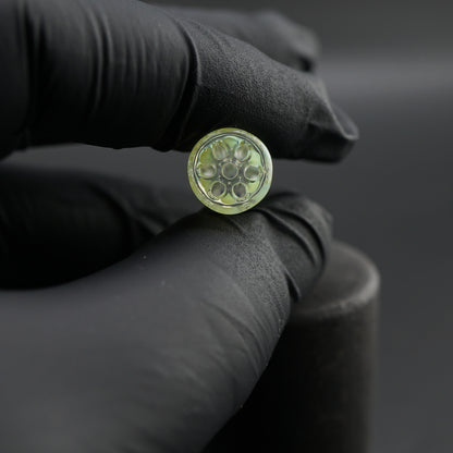 Detail view of the 7-hole design in the Arctic Jade collector glass tip