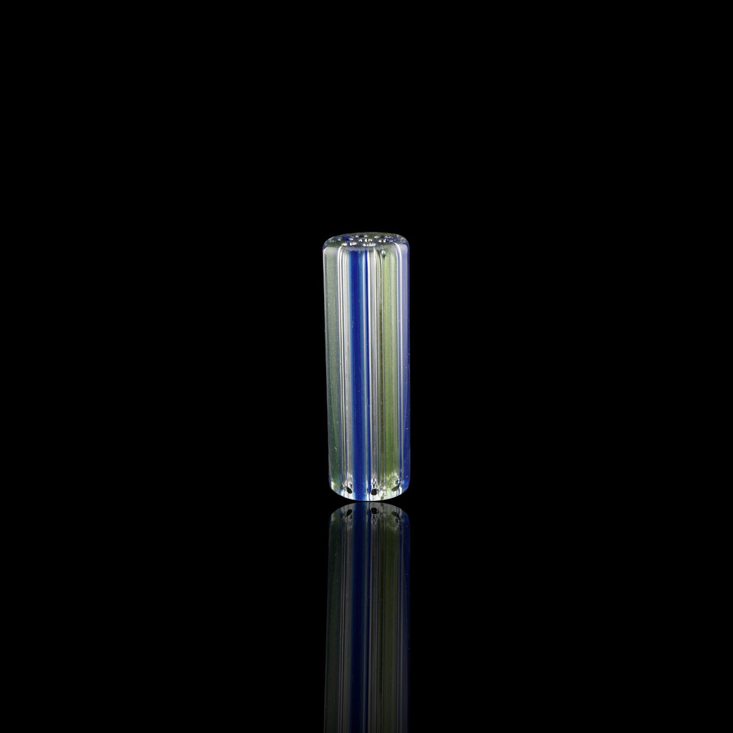 Blazing Blue Glass Aurora Ridge collector glass tip with blue and green accents