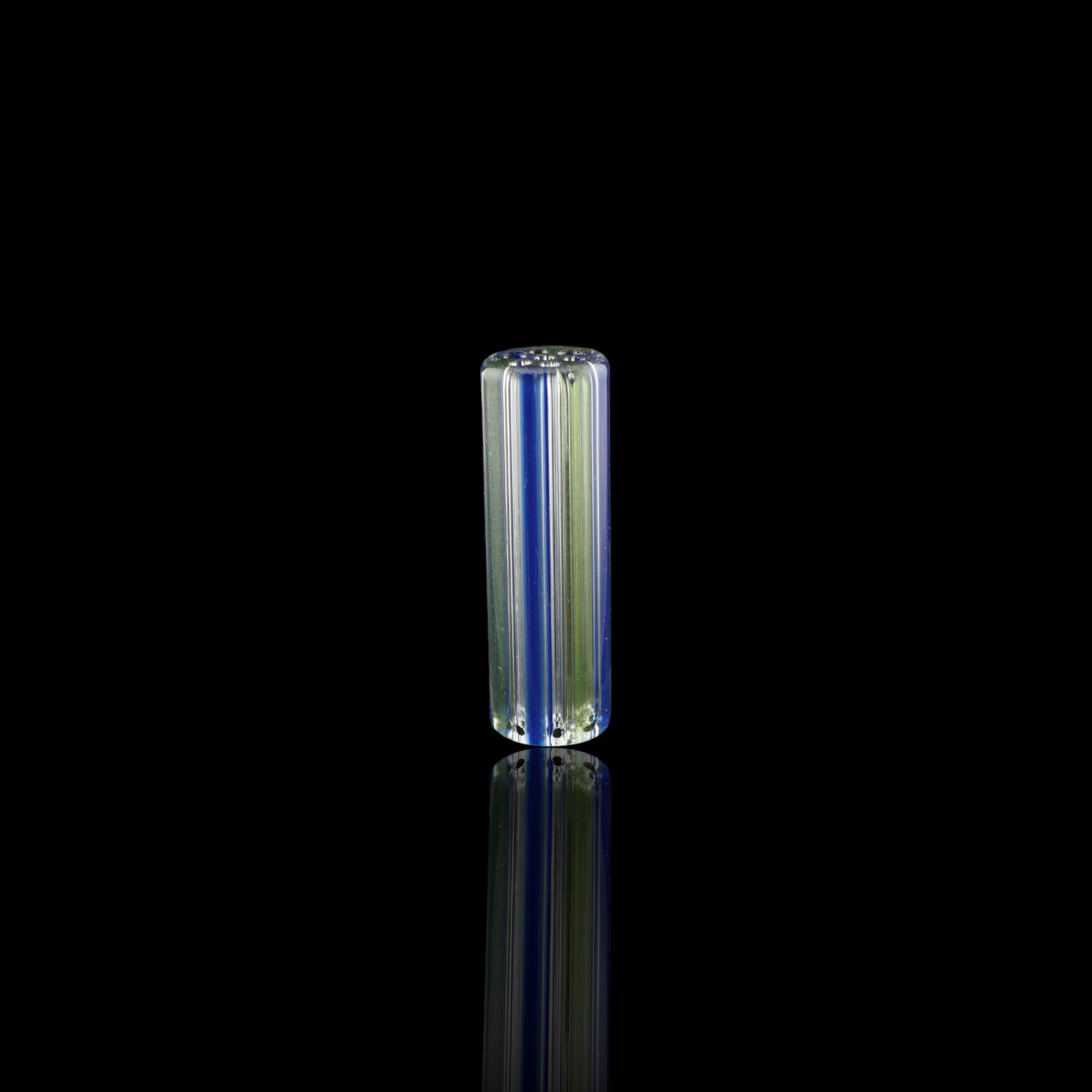 Blazing Blue Glass Aurora Ridge collector glass tip with blue and green accents