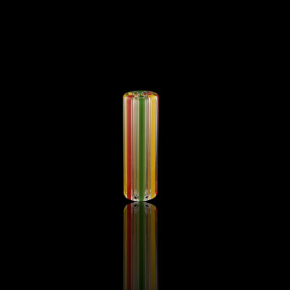 Blazing Blue Glass Lion's Crown Collector Glastip mit 7-Loch-System in Gelb Rot und Grün