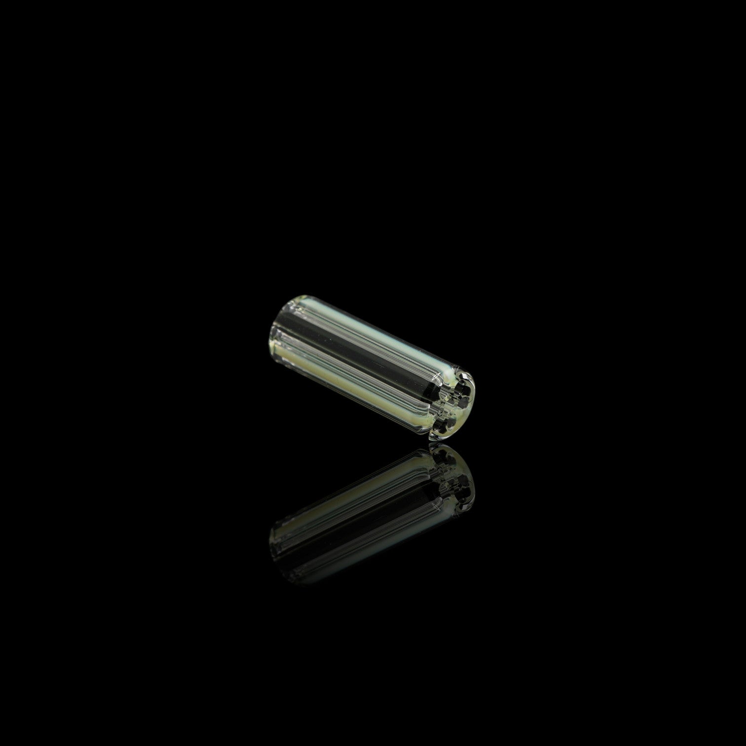 Blazing Blue Glass Obsidian Ghost collector glass tip with black sparkle core and clear glass design