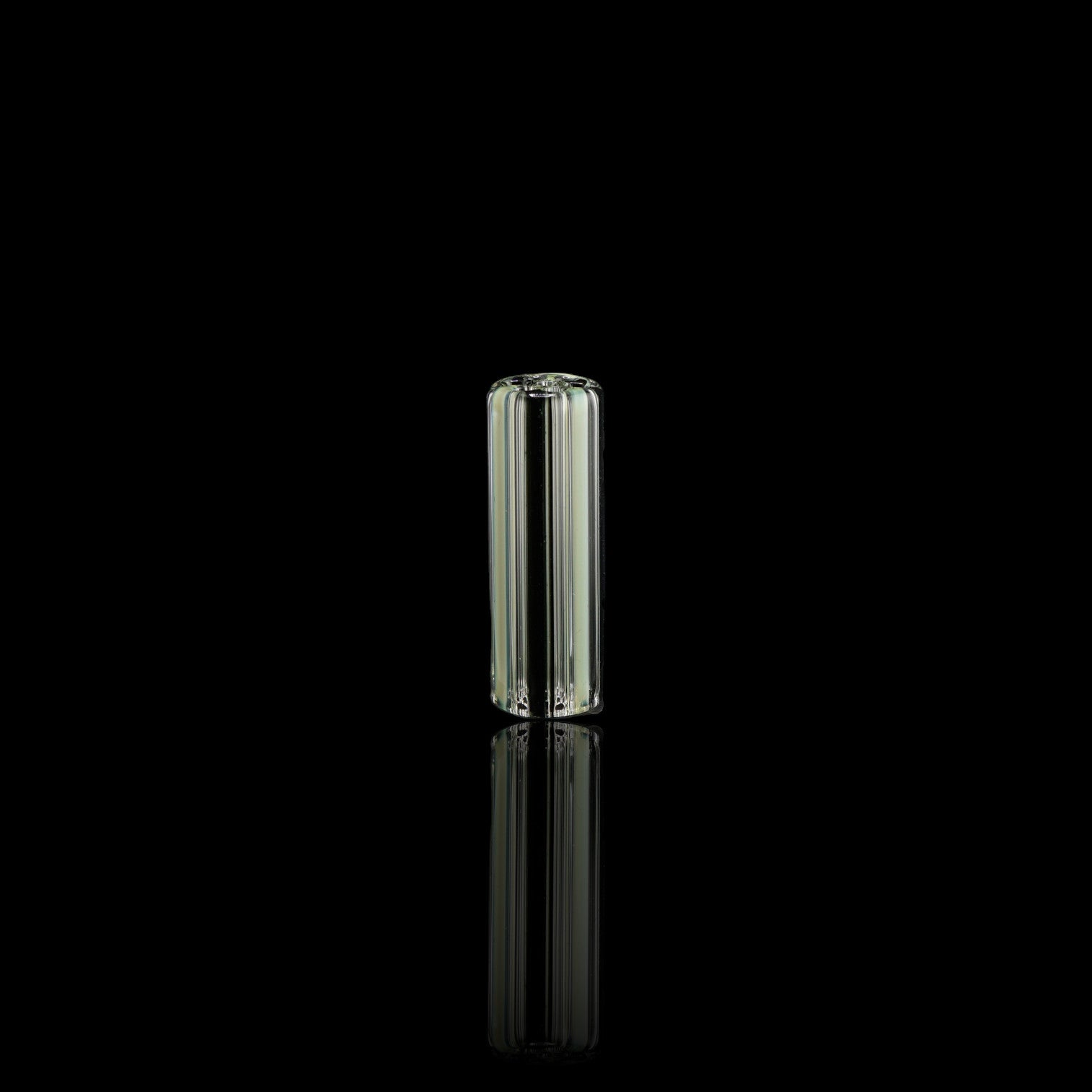 Front view of the Blazing Blue Glass Obsidian Ghost collector glass tip with 7-hole design
