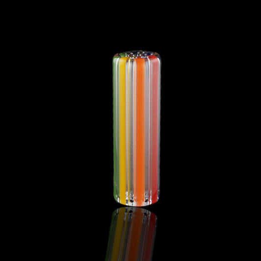 Blazing Blue Glass Prismatic Flow collector glass tip with multicolor spectrum design