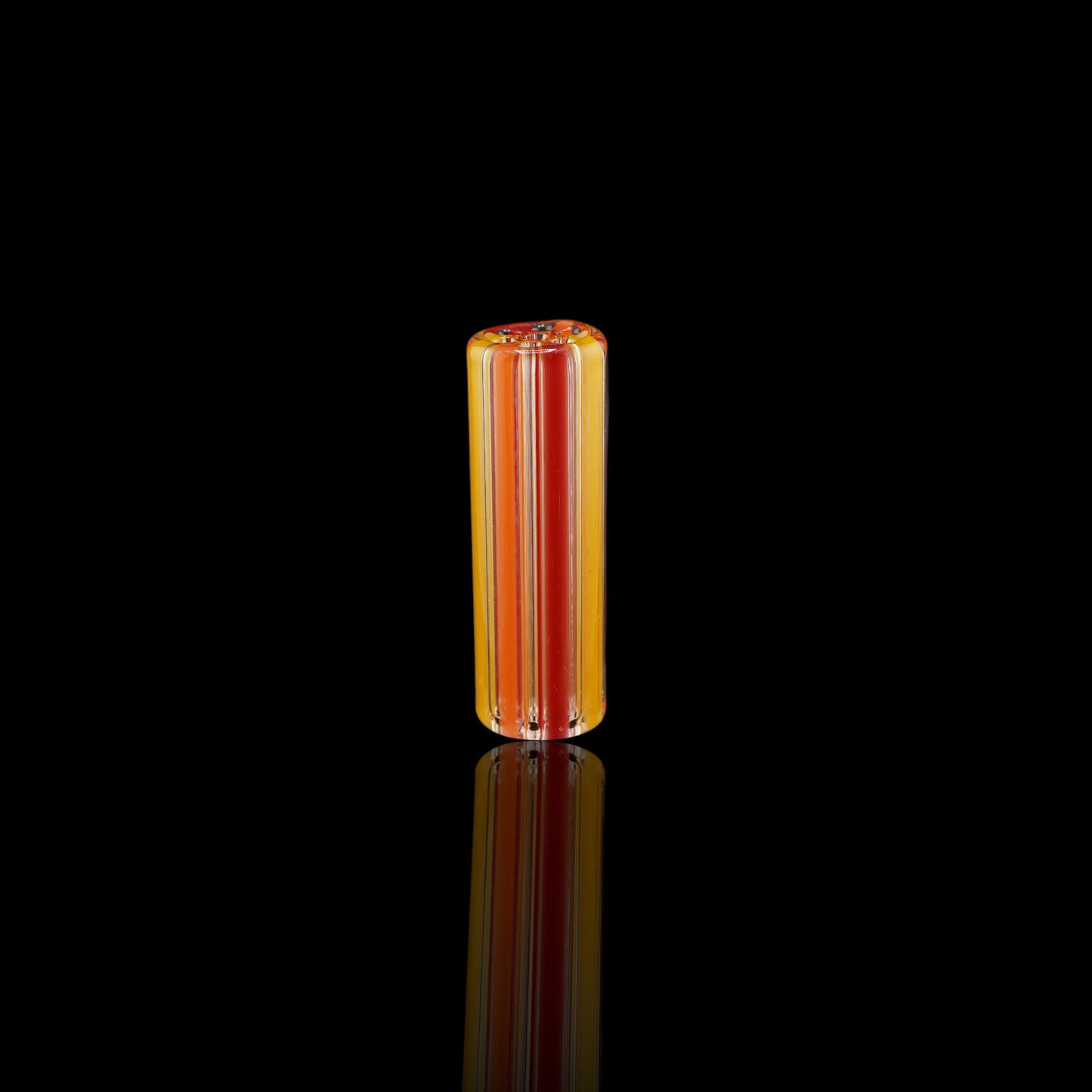 Detail view of the 7-hole design in the Blazing Blue Glass Solar Flare collector glass tip