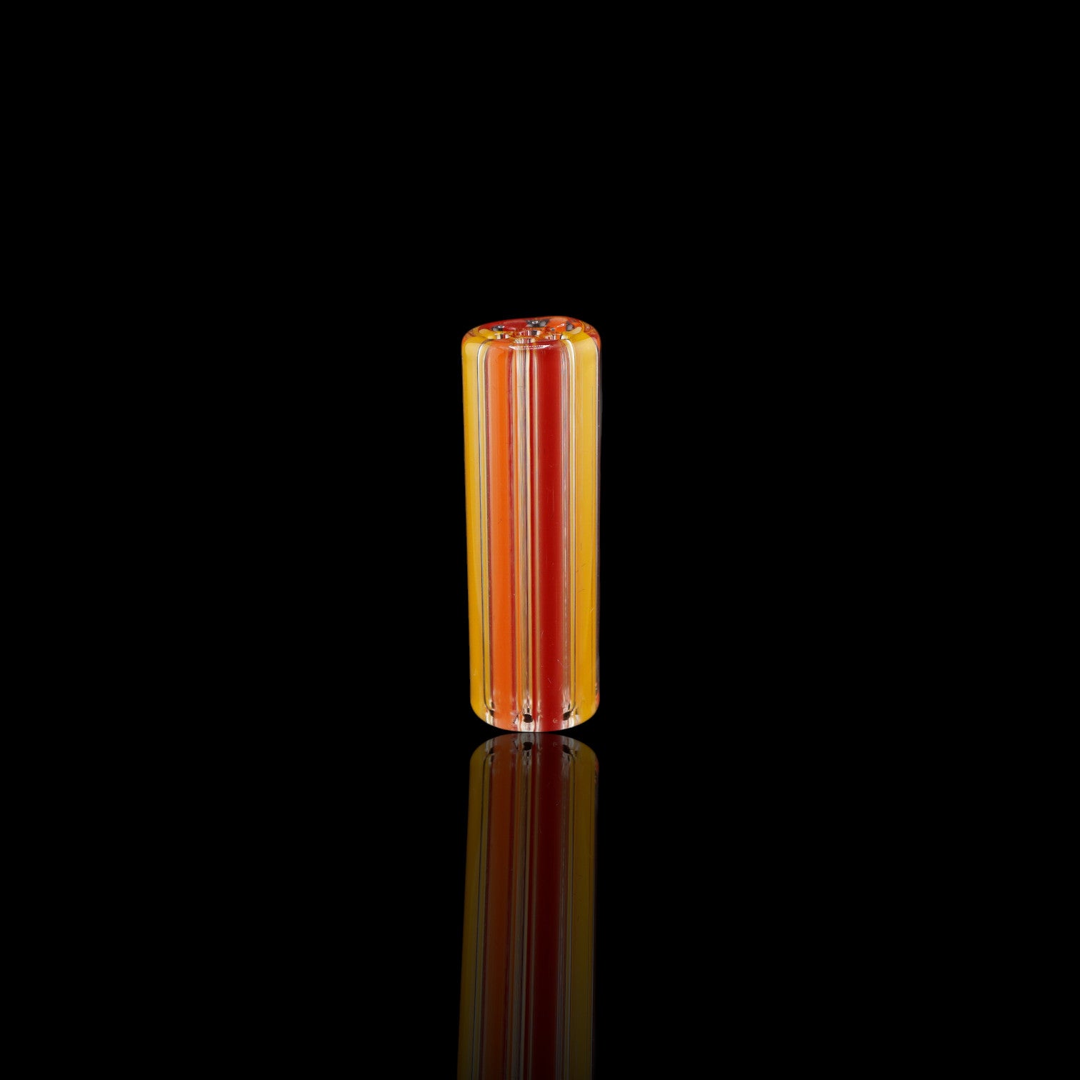 Detail view of the 7-hole design in the Blazing Blue Glass Solar Flare collector glass tip