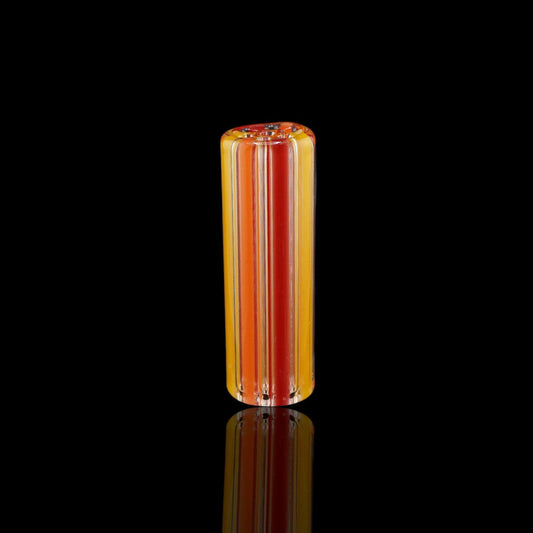 Detail view of the 7-hole design in the Blazing Blue Glass Solar Flare collector glass tip