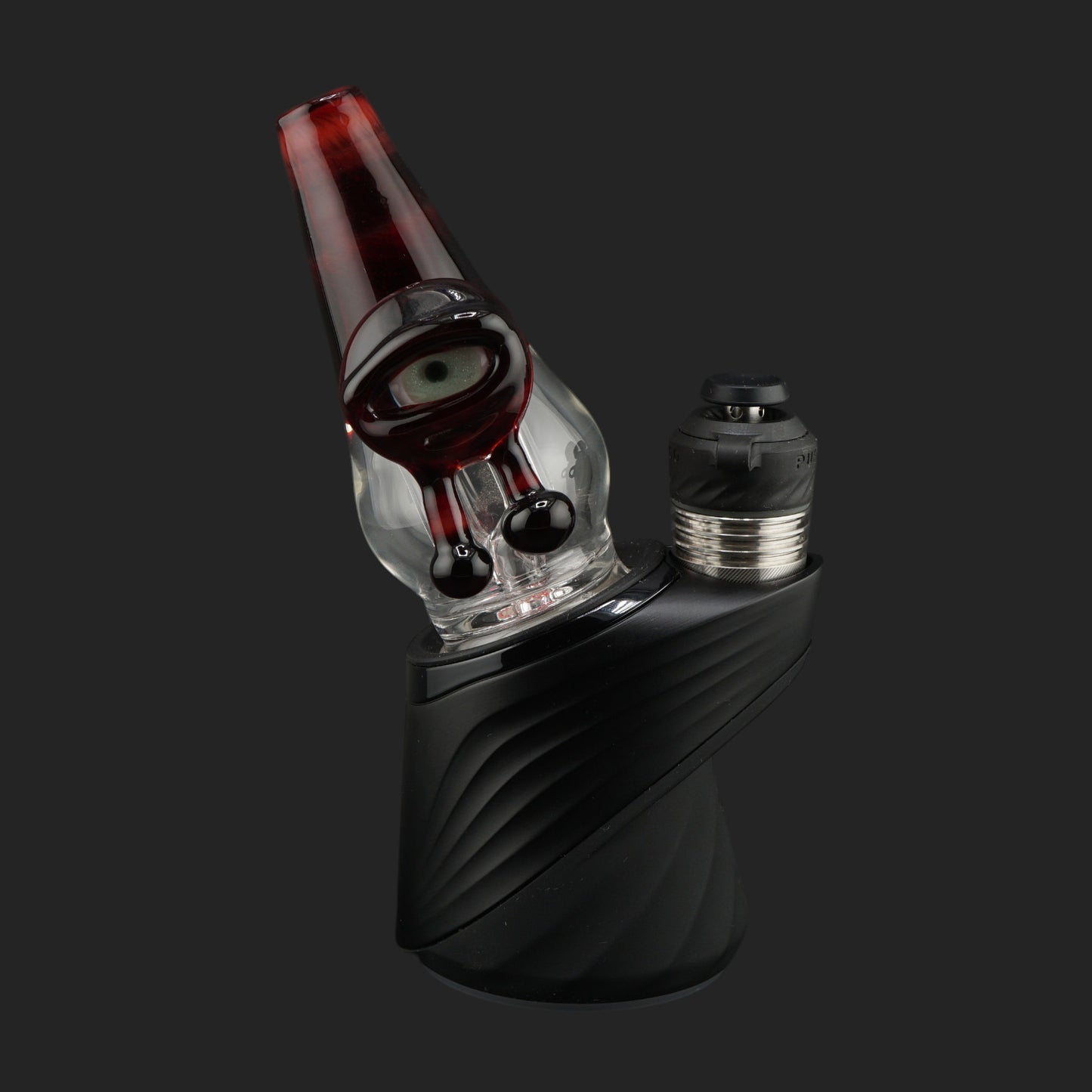 Crimson Watch wet top featuring a detailed eye millie with dark red glass drips on the side of the attachment.