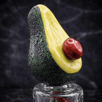 Detailaufnahme der Avocado-Glasstruktur eines hochwertigen Dab Rigs