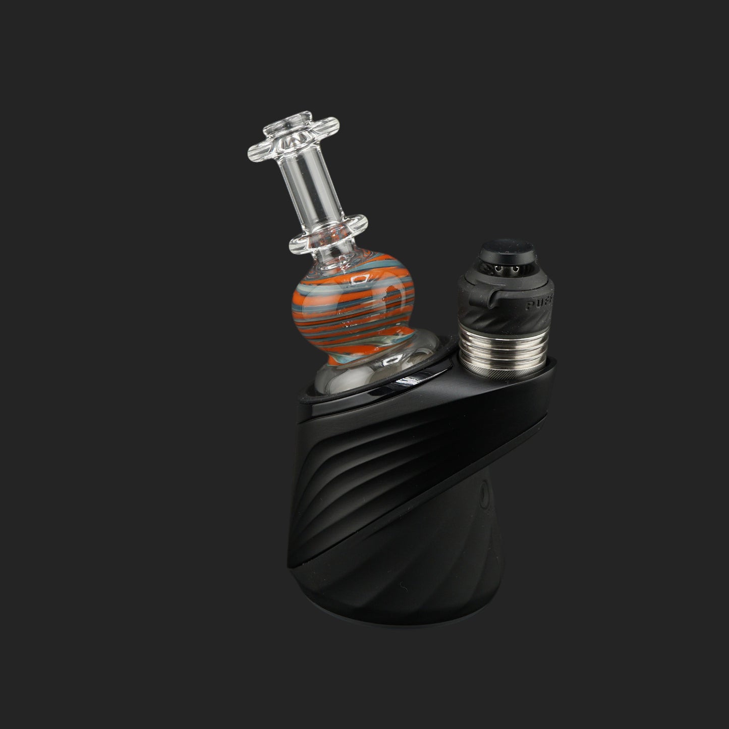 Handmade Ember Orbit dry top by Nobullglassworks featuring an orange spherical glass design for the Puffco Peak Pro.