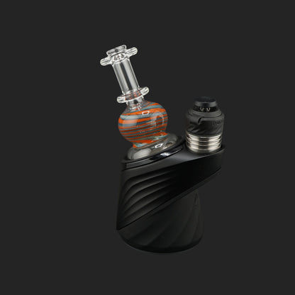 Handmade Ember Orbit dry top by Nobullglassworks featuring an orange spherical glass design for the Puffco Peak Pro.