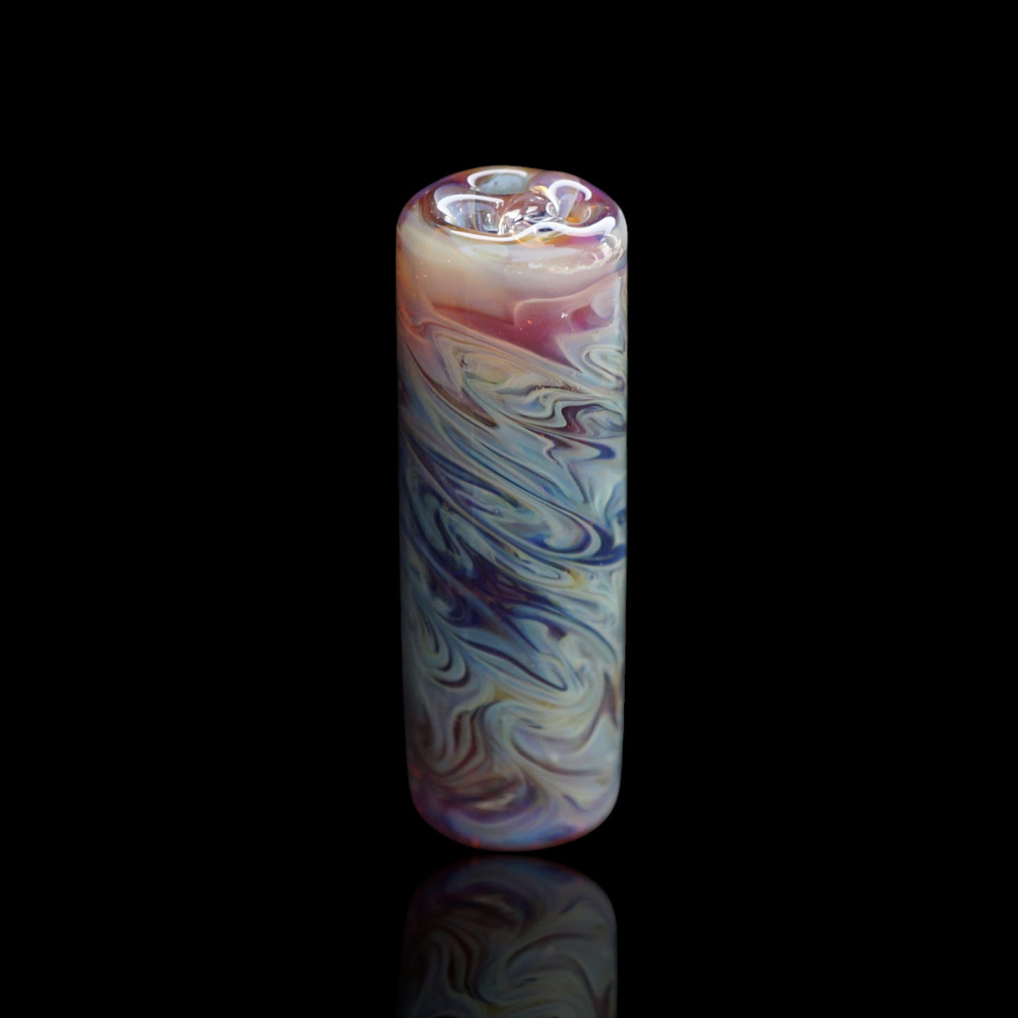 Finer Glass Coral Frost Collector Glastip in Eisblau Violett und Koralle