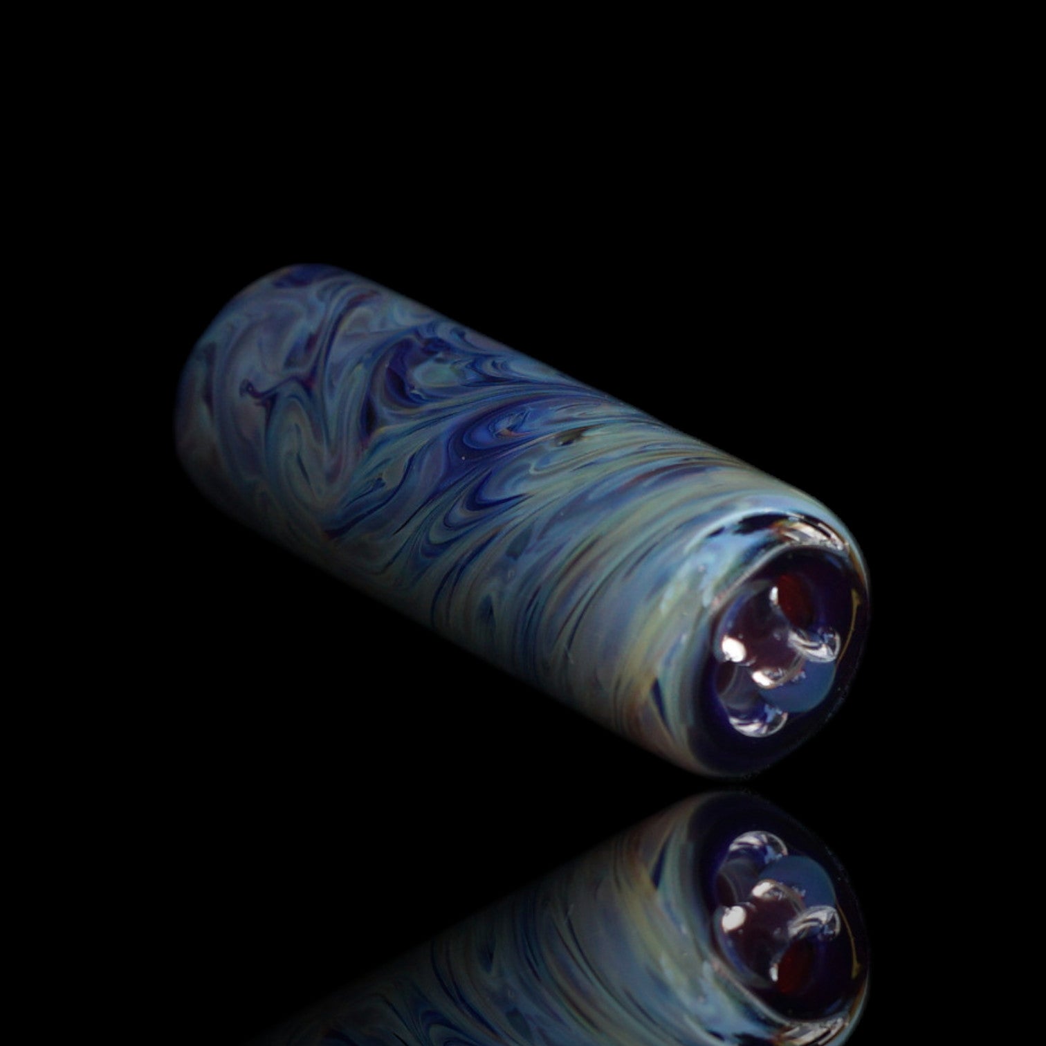Marmoriertes blau violettes Muster des Frozen Iris Collector Glastips
