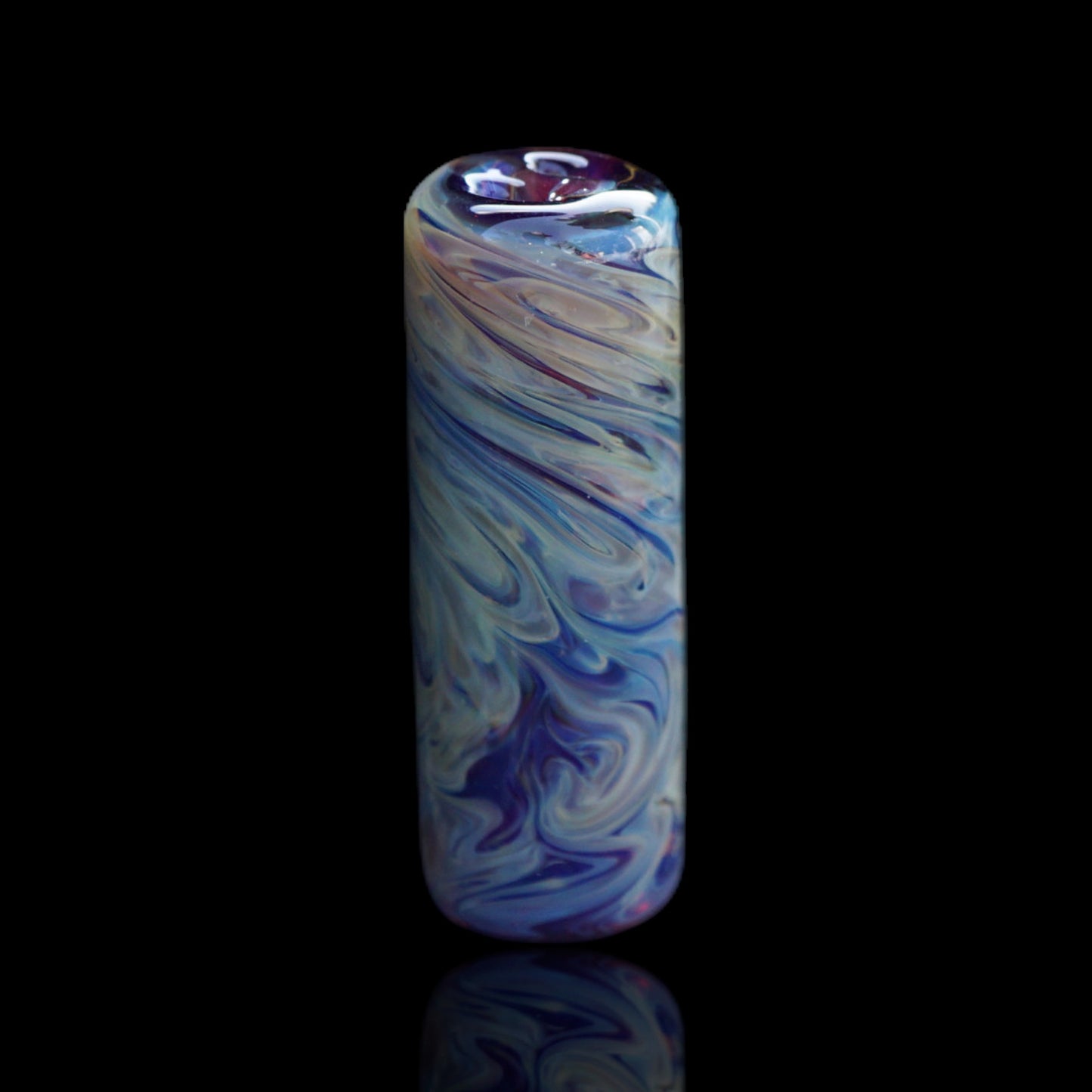 Finer Glass Frozen Iris Collector Glastip in Eisblau Violett und Silberweiß