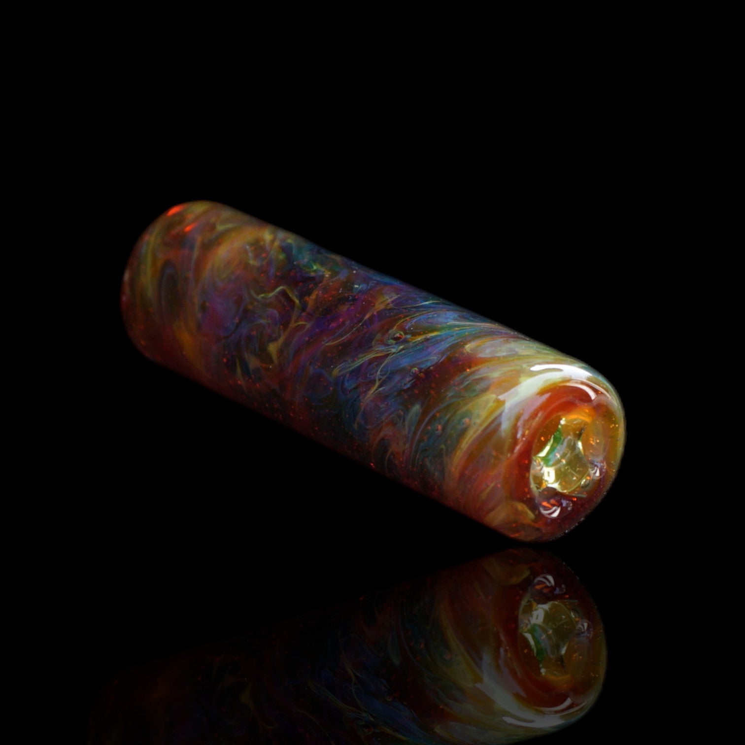 Blaues oranges rotes und grünes Farbdesign des Gamma Sunset Glastips
