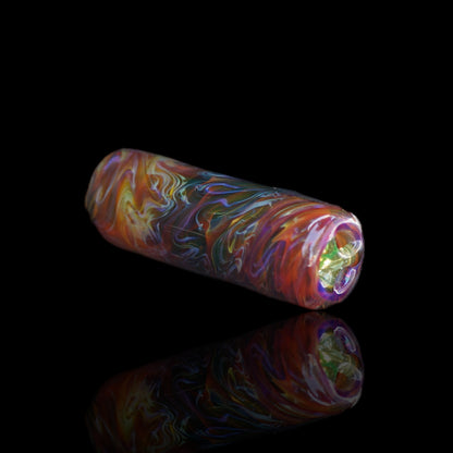 Molten Spectrum UV Glastip mit orange-rotem und violettem Muster