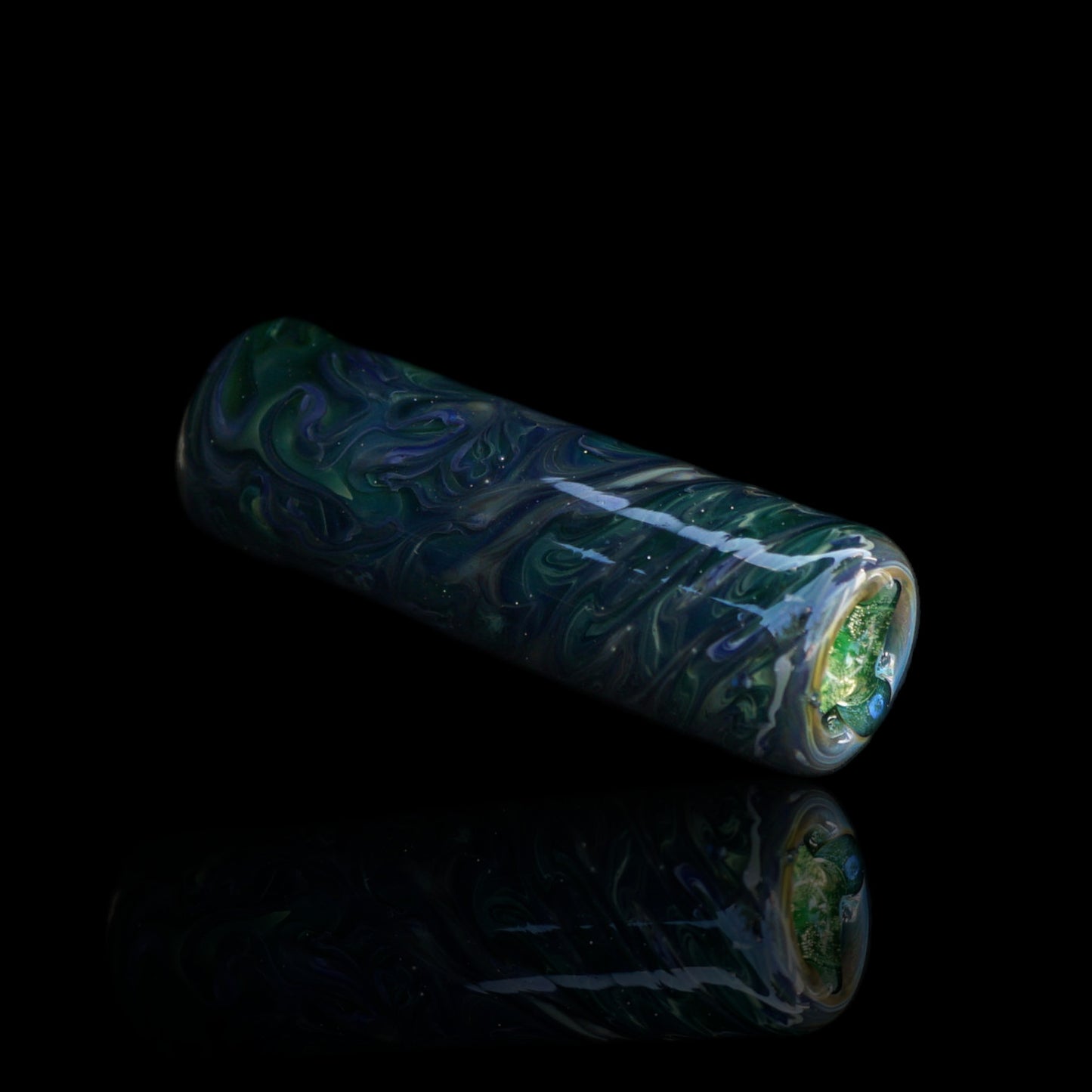 Dunkelgrünes blaues Muster des 34 mm Neon Abyss Collector Glastips