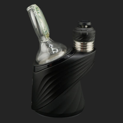 Forest Eye handmade glass attachment mounted on a Puffco Peak Pro dry top with a compact 76 mm design.