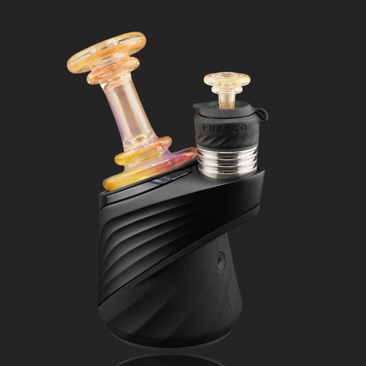 Peach Rainbow Puffco Peak Pro dry top with matching joystick cap