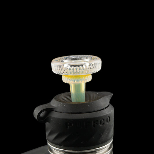 Glass by Yeti Opal Champagne joystick cap installed on Puffco Peak Pro
