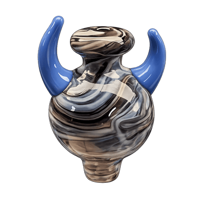 glass carb cap brown black with blue accents for dabbing